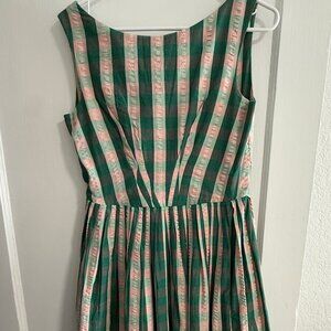 Pink and Green Gingham A-line Dress - small